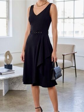LUCA LUCA Italian Chic Little Black Dress w Belt - Cocktail Dress